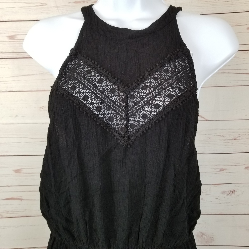 Solemio Women's L Black Romper Open Back Halter - Picture 2 of 8